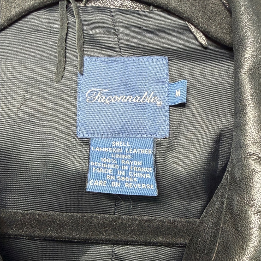 Faconnable Lambskin Leather Button Up Jacket Gothic Whimsical Grunge Office - Picture 2 of 9